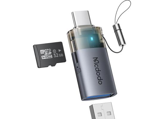 Mcdodo USB to USB-C Adapter with Micro SD Card Slot,TF Card Reader Type-C to USB 3.0 OTG Adapter Support Camera Mouse Keyboard Connect U Disk,Fit iPhone 16 15 MacBook iPad Galaxy